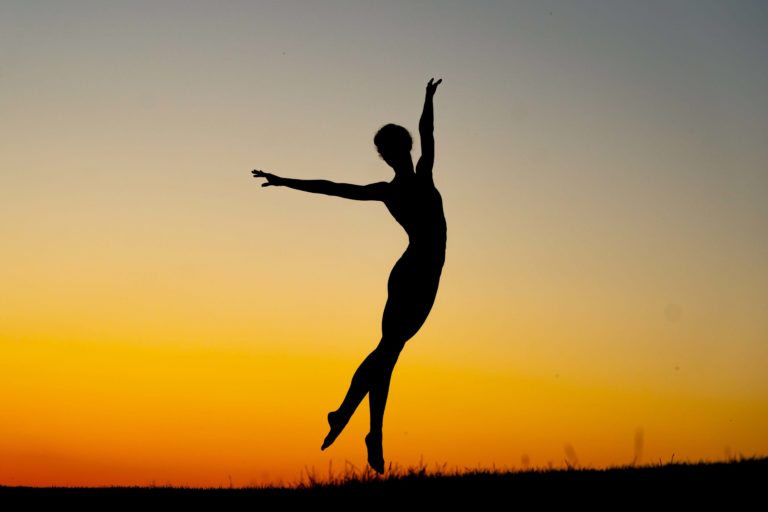 Sillouette of dancer at sunset.